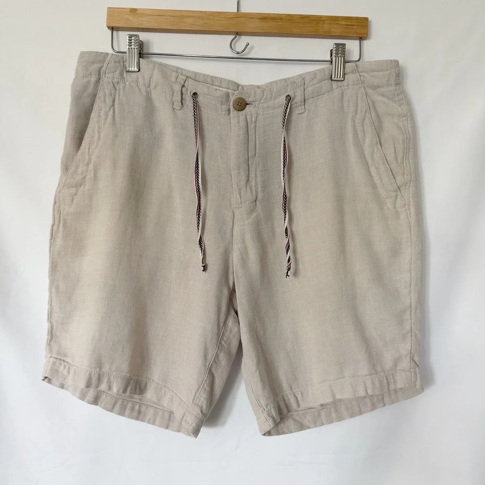 Zara Linen Blend Men Size 31 Shorts Summer Casual Beach Lightweight Neutral - Picture 1 of 9